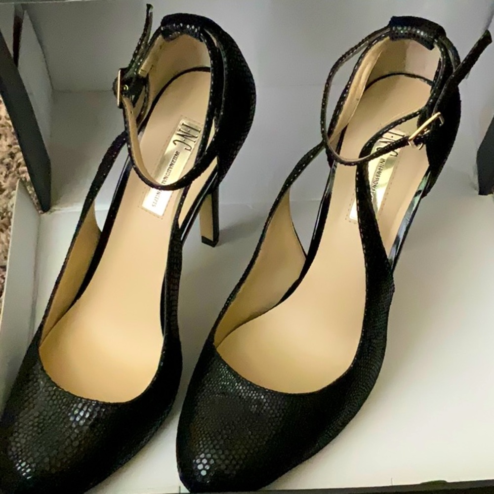 International Concepts Black Strappy 3 inch high heel shoes.